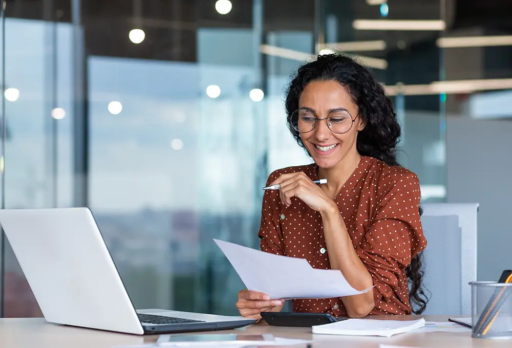 Accounting intern at work